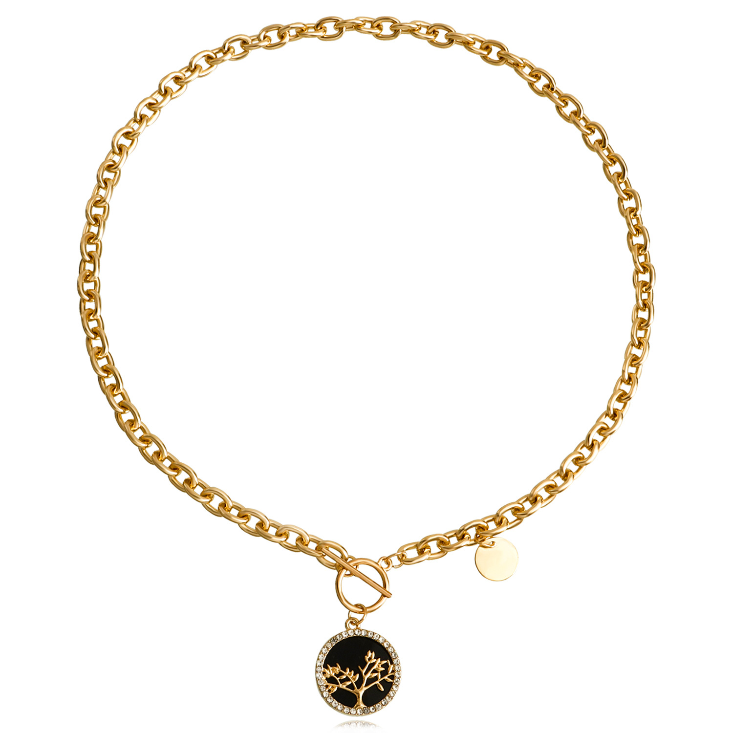 欧美跨境饰品 朋克锁骨链小众设计贝母项链女 潮流合金毛衣链项饰