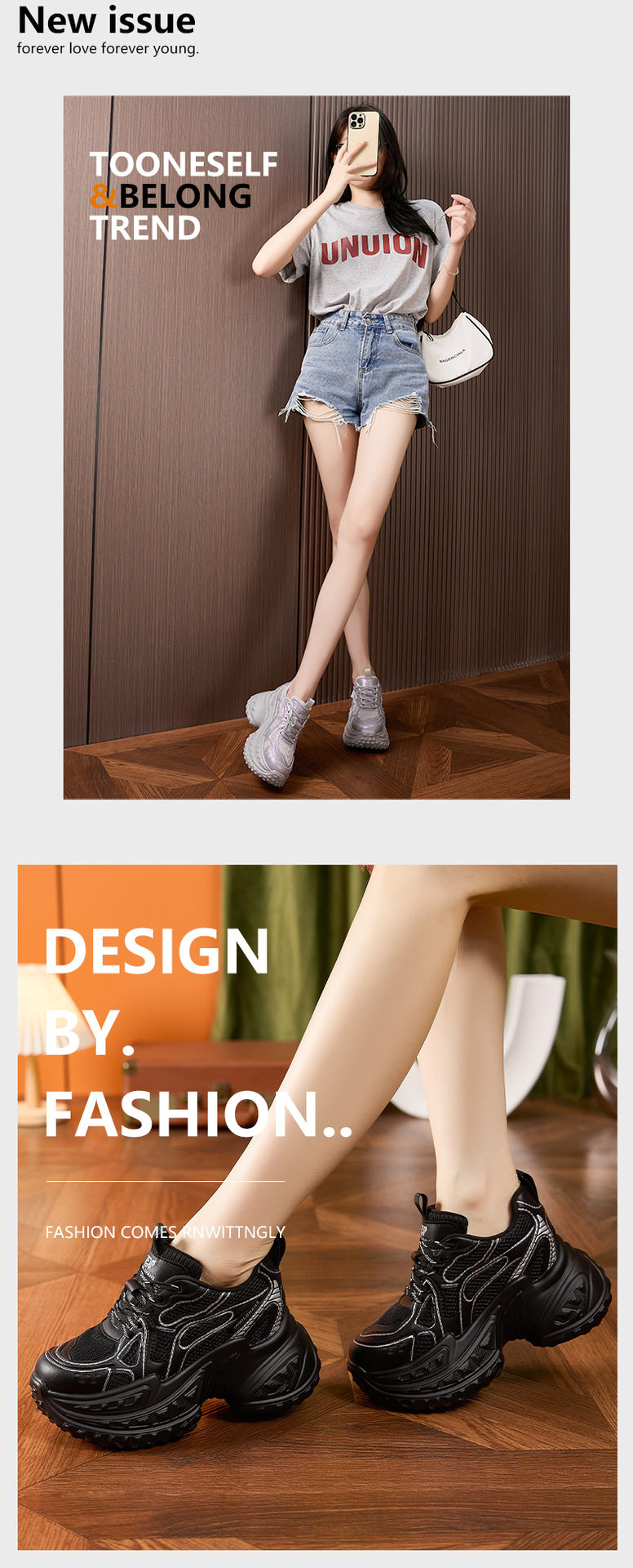 Dép sandal nữ đế platform cao gót 8cm quai chữ V đơn giản — Trắng, Hồng xám, Đen, Đỏ chi tiết 13