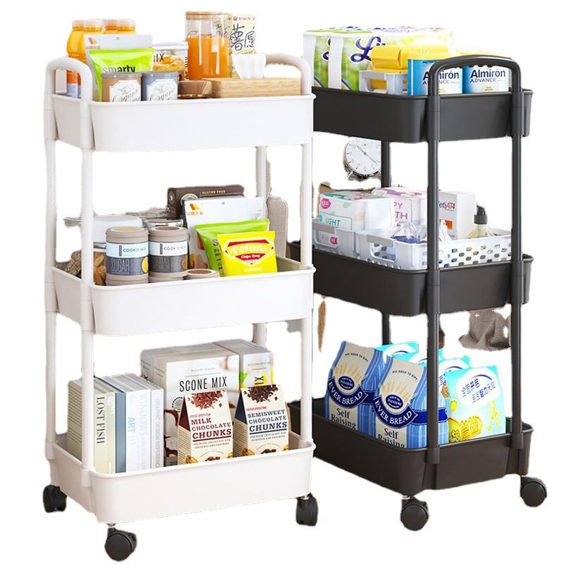 Trolley Storage Rack Floor Multi-layer Mobile Kitchen Vegetable Basket Bathroom Toilet Snack Storage Box Bookshelf Cabinet