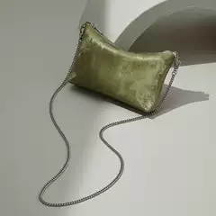 New Chinese-Style Satin Leather Chain Bag, Metal Chinese-Style Retro Cosmetic Bag, Mini Crossbody Shoulder Bag, Small Square Bag