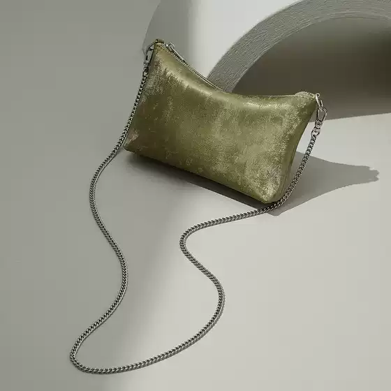 New Chinese-Style Satin Leather Chain Bag, Metal Chinese-Style Retro Cosmetic Bag, Mini Crossbody Shoulder Bag, Small Square Bag