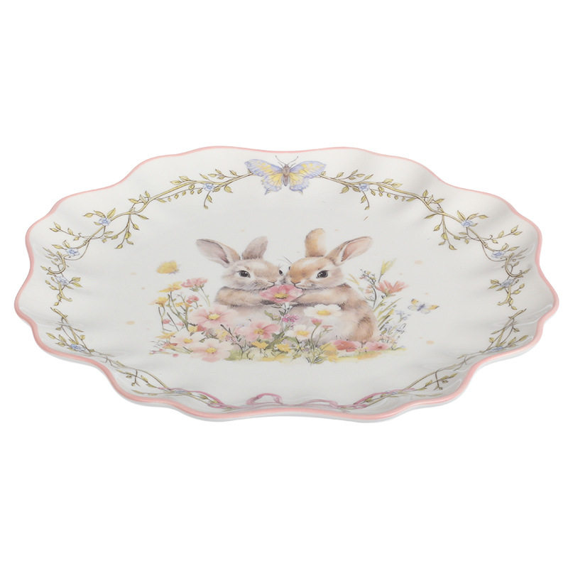 Factory Direct Supply of Printing Process, Odorless, Smooth and Easy to Clean, Cute, Fresh and Cute Easter Ceramic Tableware Set