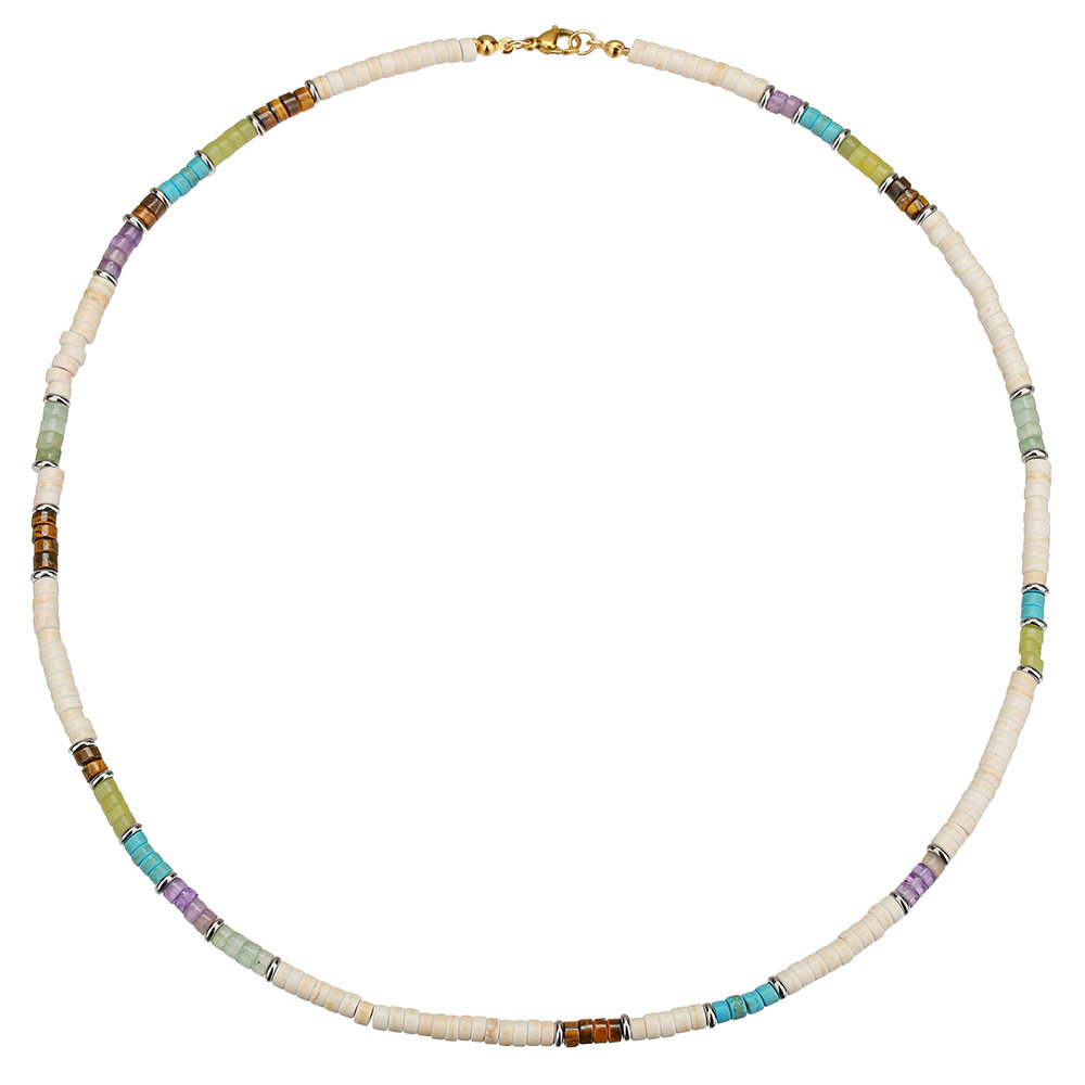 Cross-Border New Products European and American Retro Style Crystal Natural Stone Beads Splicing Niche Stacked Clavicle Chain Men's and Women's Necklaces