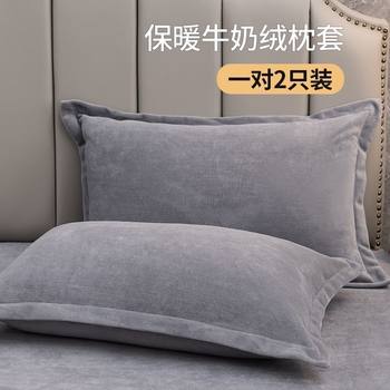 Winter Milk Velvet Pillowcase Simple Pillow Set Single Thickened Student Color Stain-Resistant Pillowcase Amazon Free Shipping