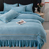 Winter thickened carved velvet milk velvet four-piece set coral velvet cotton bed cover bed skirt 4-piece set factory outlet