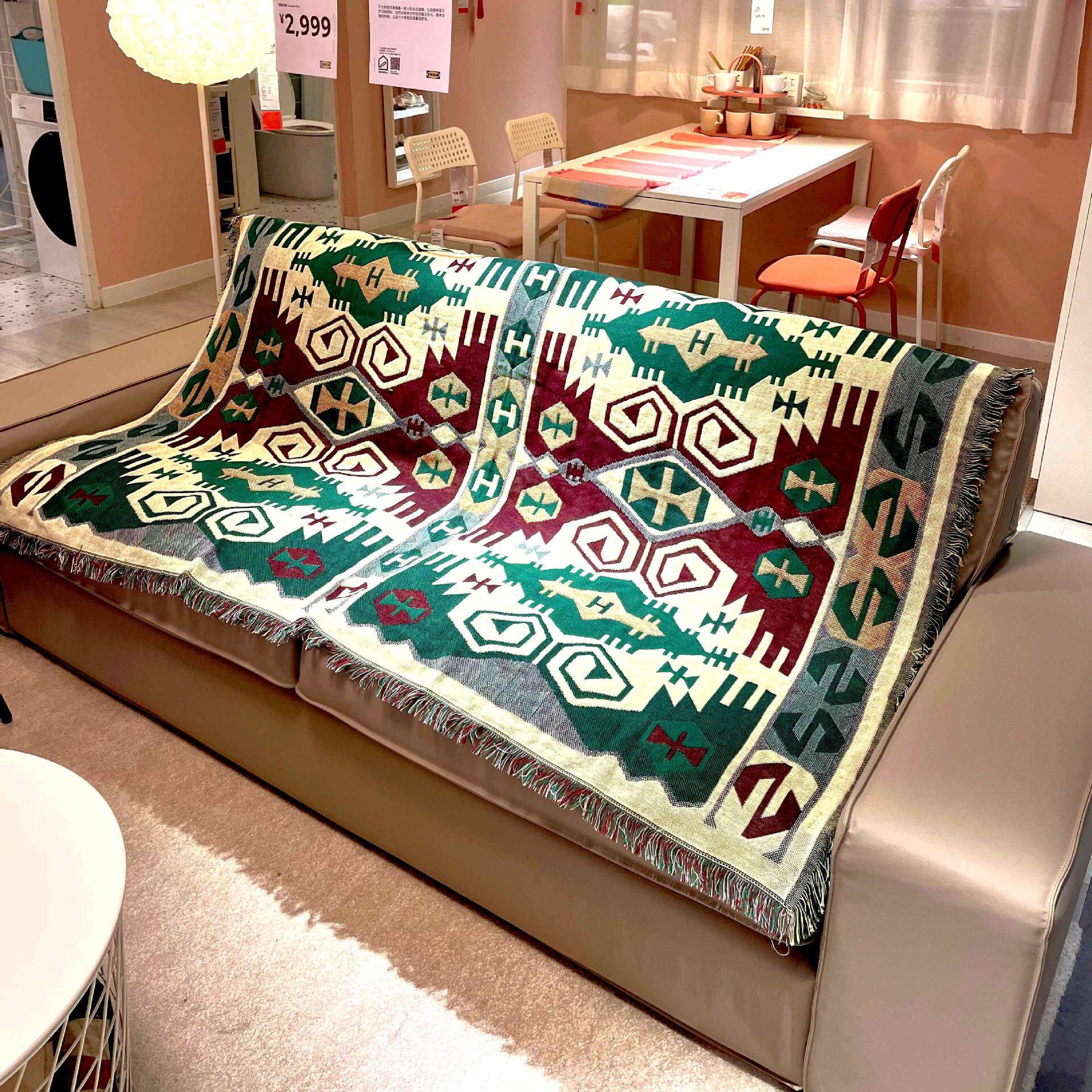 Nordic American Country Double-Sided Multi-Person Sofa Towel Cushion Cotton Thread Full Cover Geometric Knitted Thread Blanket Non-Slip Four Seasons Tablecloth