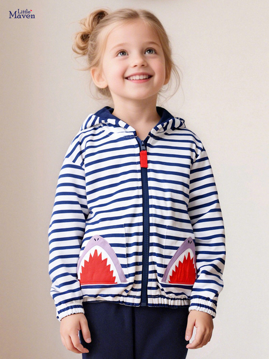 Autumn Long-sleeve Hooded Girls' Set, Striped Kids' Clothing, Cute Casual Kids' Outfit