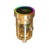 Xinke Mini Hidden Car Charger Colorful Light Transparent Golden Punk Style Car Mobile Phone Charger Smoke Hole Converter