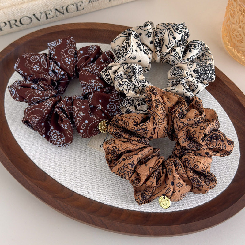 Retro Cashew Print Hair Band for Women 2025 New High-End Versatile Hair Tie Rubber Band Ponytail Headband