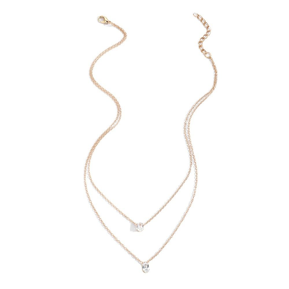 Niche Design Zircon Necklace Water Drop Goose Egg Oval Single Stacked Fashionable Elegant Necklace Wholesale