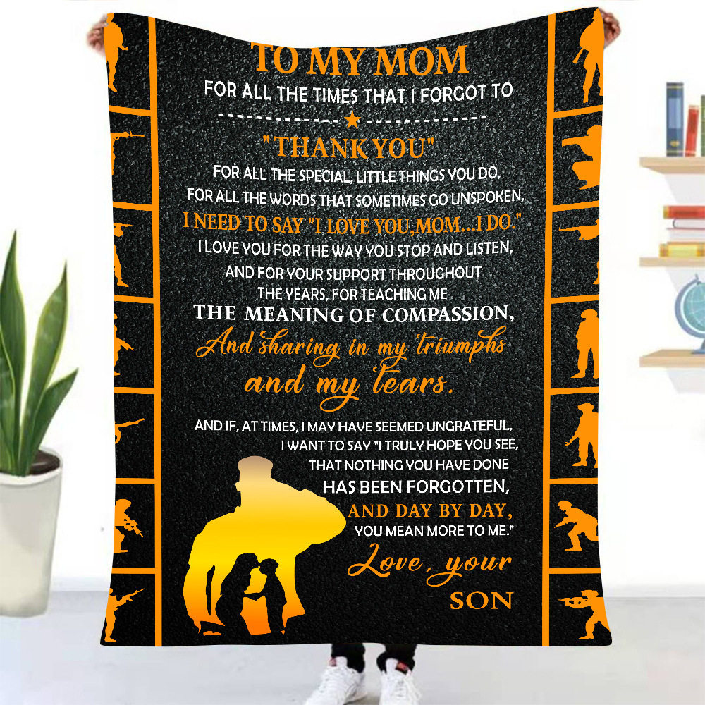 Ins Amazon Hot Selling Envelope Printed Blanket Message Letter Coral Fleece Air-conditioning Blanket Printed Flannel Blanket English