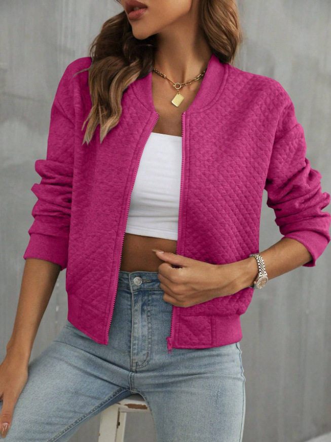 Autumn Long Sleeve Zipper Detail Cardigan Solid Color Lightweight Casual Style Wholesale Available