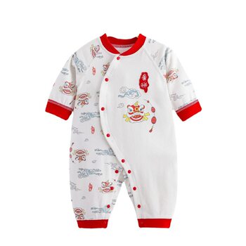 Infant's jumpsuit Red New Year's Day National Style Baby Clothes Spring and Autumn Pure Cotton Climbing Clothes Newborn's jumpsuit