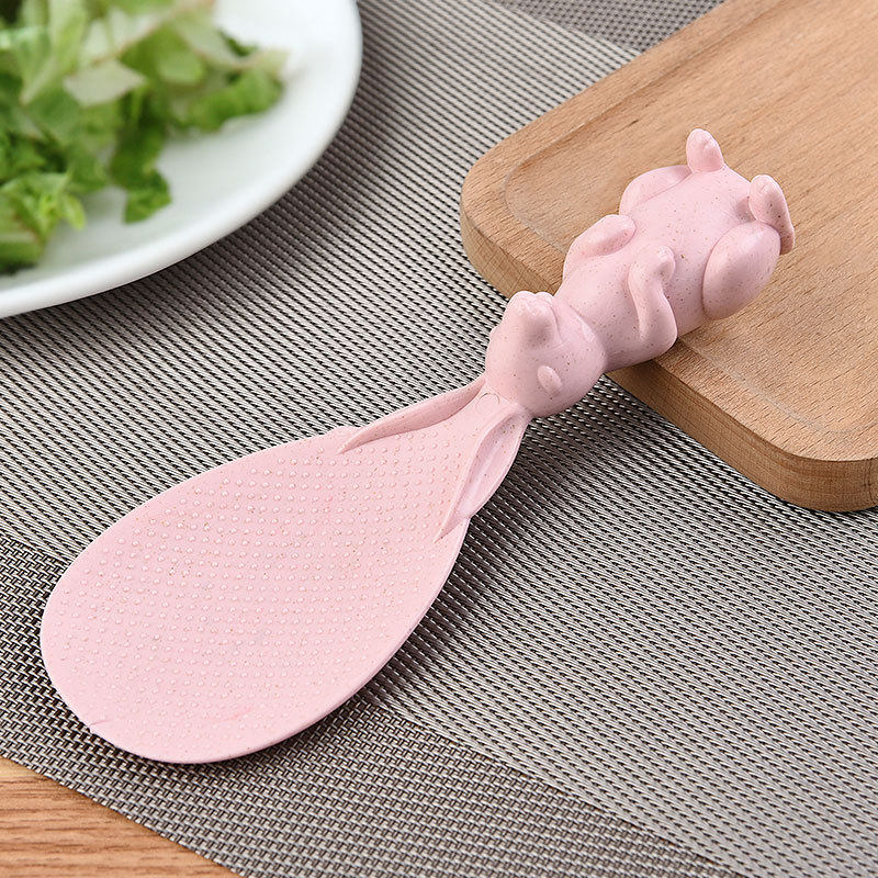 Wheat Straw Rabbit Spoon Can Stand Upright Rabbit Rice Cooker Rice Serving Spoon Creative Non-Stick Rice Cartoon Rice Spoon