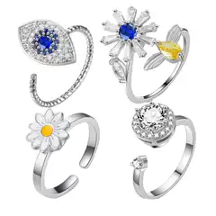 Light Luxury Temperament Rotatable Open Ring for Women, Gypsophila Gemstone Ring for Women, Cross-Border Hand Jewelry Wholesale