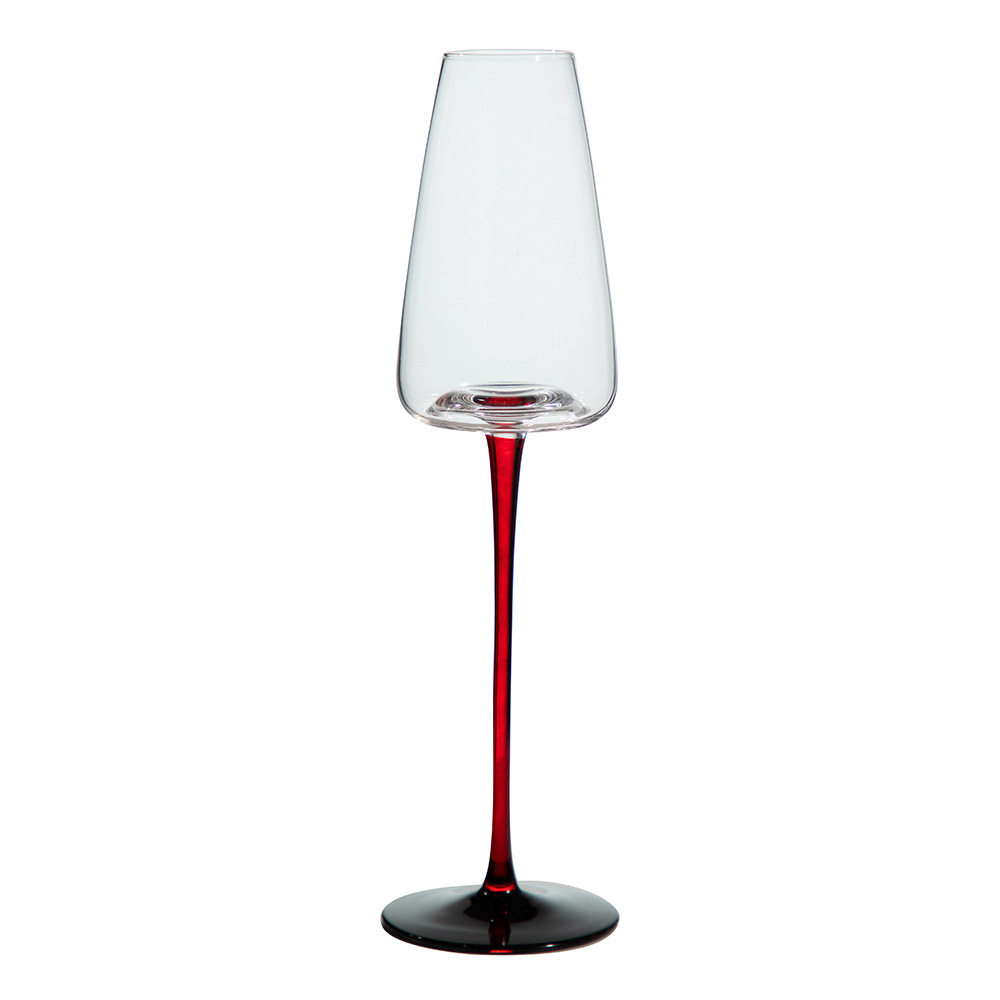 European-Style Concave Bottom Red and Black Champagne Glass Crystal Goblet Home Sparkling Wine Glass Flute-Shaped Gift Box Cocktail