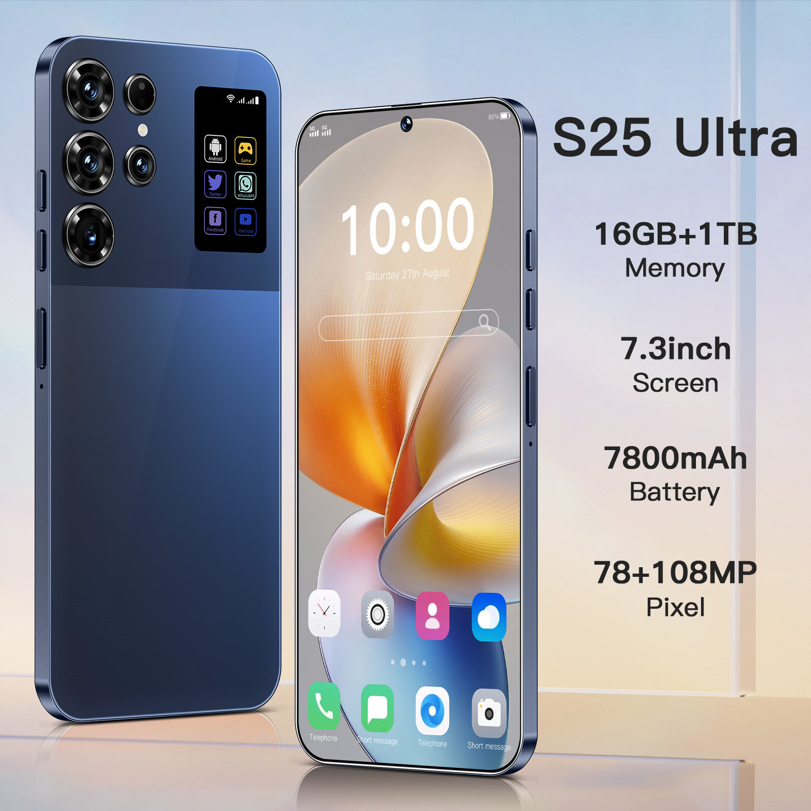 跨境手机s25 ultra 3+16 incell穿孔智能大屏一体机 4G网外贸手机