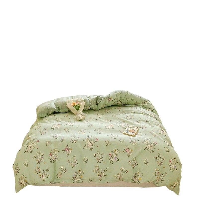Ins pastoral style cotton bed four-piece set cotton spring and summer small fresh quilt cover cotton bed hat three-piece set wholesale
