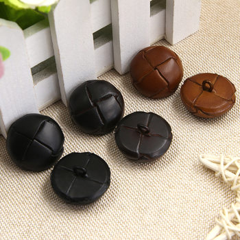 Black Round Genuine Leather Suit Suit Button Button All-match High-end Handmade Men's and Women's Sweater Coat Coat Button