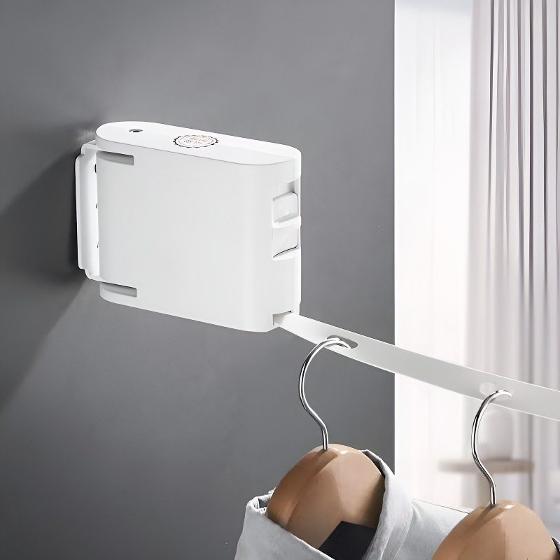 Invisible Clothesline Retractable Punch-Free Windproof Anti-Slip Balcony Indoor Wall-Mounted Clothesline Clothes Drying Rack