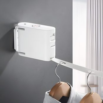 Invisible Clothesline Retractable Punch-Free Windproof Anti-Slip Balcony Indoor Wall-Mounted Clothesline Clothes Drying Rack