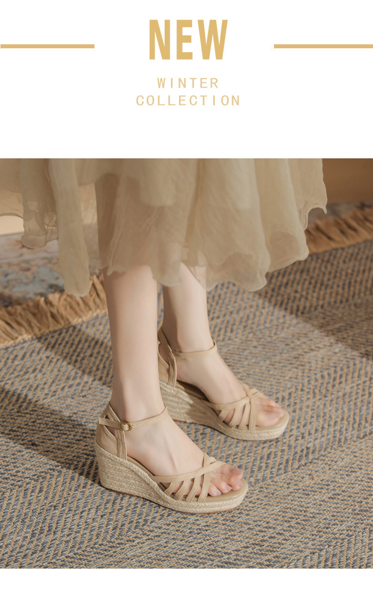 Sandal nữ gót xuồng đế cao 9cm quai mảnh hở mũi phong cách thanh lịch — Màu be, màu đen