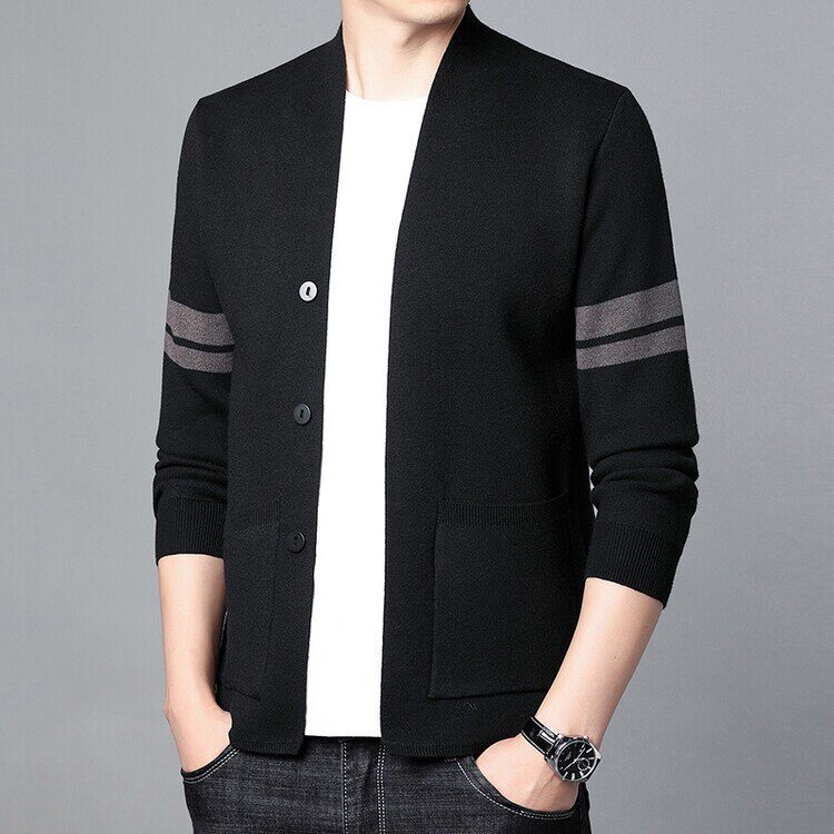 新款男士外搭外套开衫商务休闲针织上衣秋冬毛衣休闲上衣潮