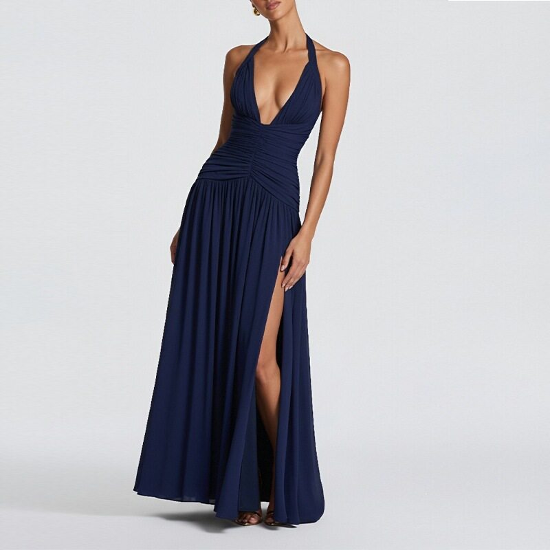 Elegant V Neck Ruched Bodycon Dress Spring Collection Sexy Split Design Perfect for Parties and Events Wholesale