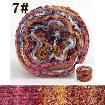 Oil color painting rainbow irregular segment dyed circle line mahair scarf DIY material scarf line fancy line wholesale