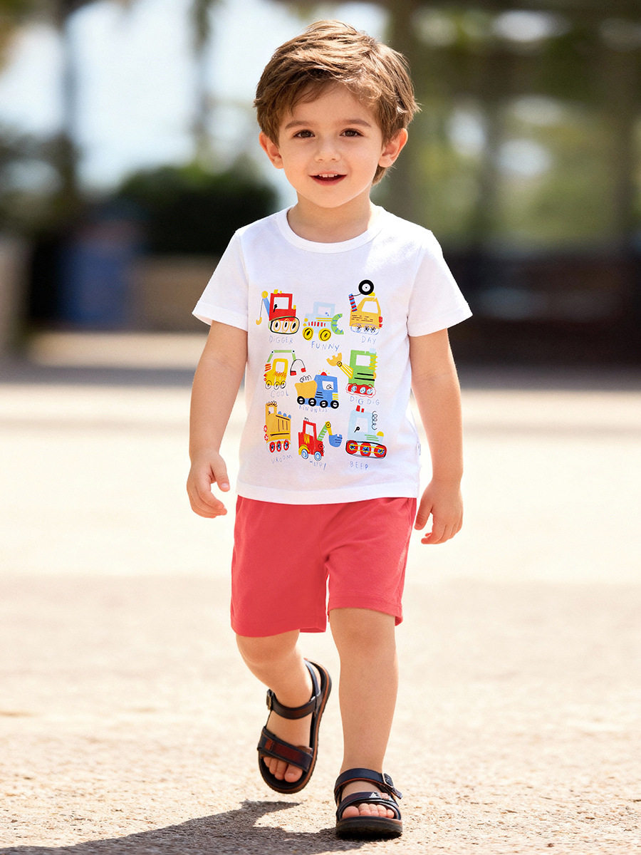 Source Factory Kids' Cotton Set, Summer T-shirt & Shorts Boys' 2-piece Outfit, [Style] Kids' Set
