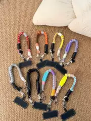 New Style Macaron Color-Blocking Paracord Braided Short Multi-Purpose Phone Strap Bag Pendant Decoration Outdoor Anti-Loss Chain Strap