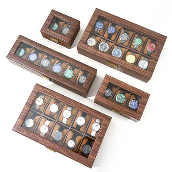 Black Walnut Pattern Leather Watch Storage Box Wood Grain Gift Box Pu Leather Box Bracelet Collection Box Jewelry Box