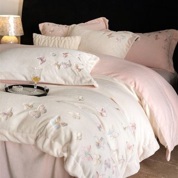 Class A winter padded milk velvet four-piece set 250g fleece-lined quilt cover sheets double-sided velvet encryption coral velvet bedding