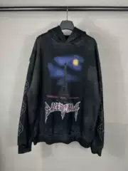 Correct Version of High Quality B's 25Ss New Tower Inkjet Hand-Painted Washed Distressed Destroyed Hooded Sweatshirt