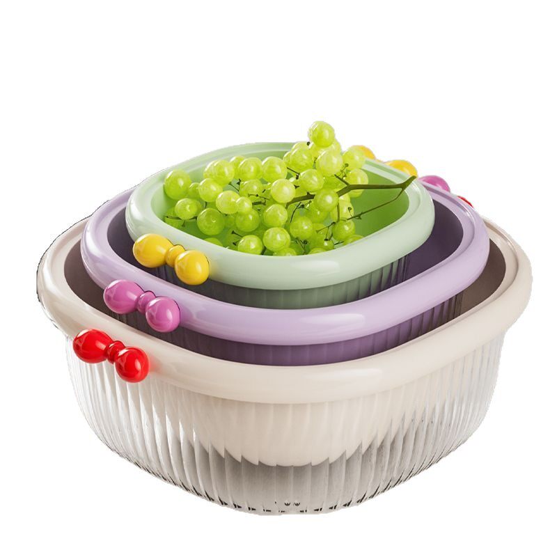 Double-Layer Draining Basket, Large Thickened Food-Grade Square Kitchen Sink Vegetable Basket, Living Room Fruit Tray