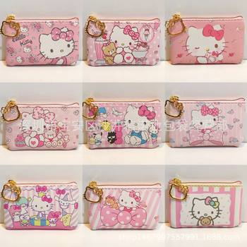 Foreign trade wallet female cute KT access card bank card square card holder mini coin purse earphone bag wholesale