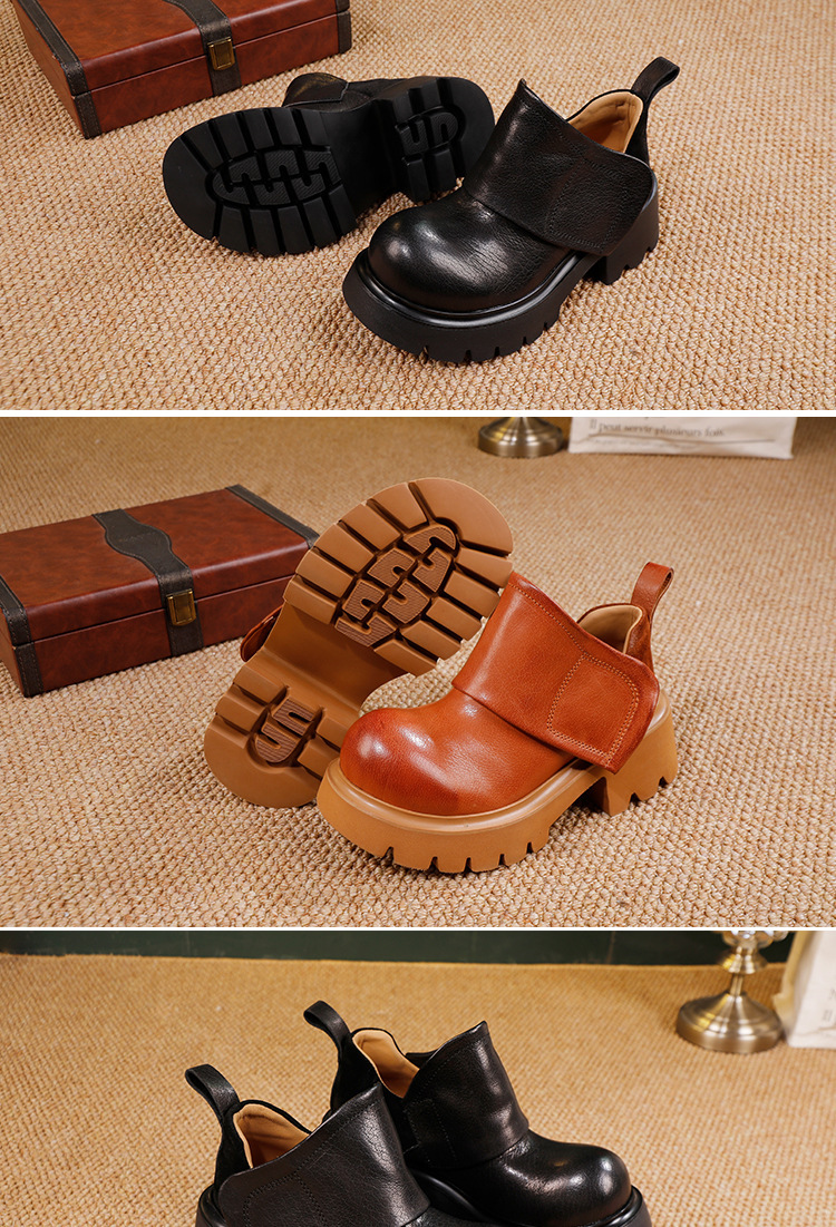 Boot Martin nữ da bò sáp cổ ngắn phong cách cổ điển — màu đen, nâu