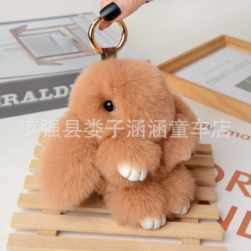 萌萌兔装死兔挂件仿獭兔毛汽车钥匙扣包包挂件小兔子挂件情侣挂件