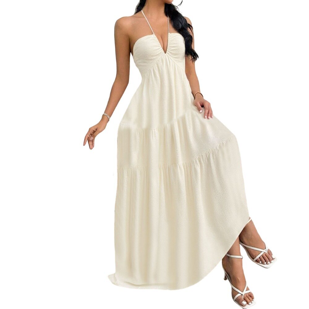 Elegant Womens Beach Maxi Dress Sexy Spaghetti Straps Lightweight Fabric Summer Style Wholesale Available