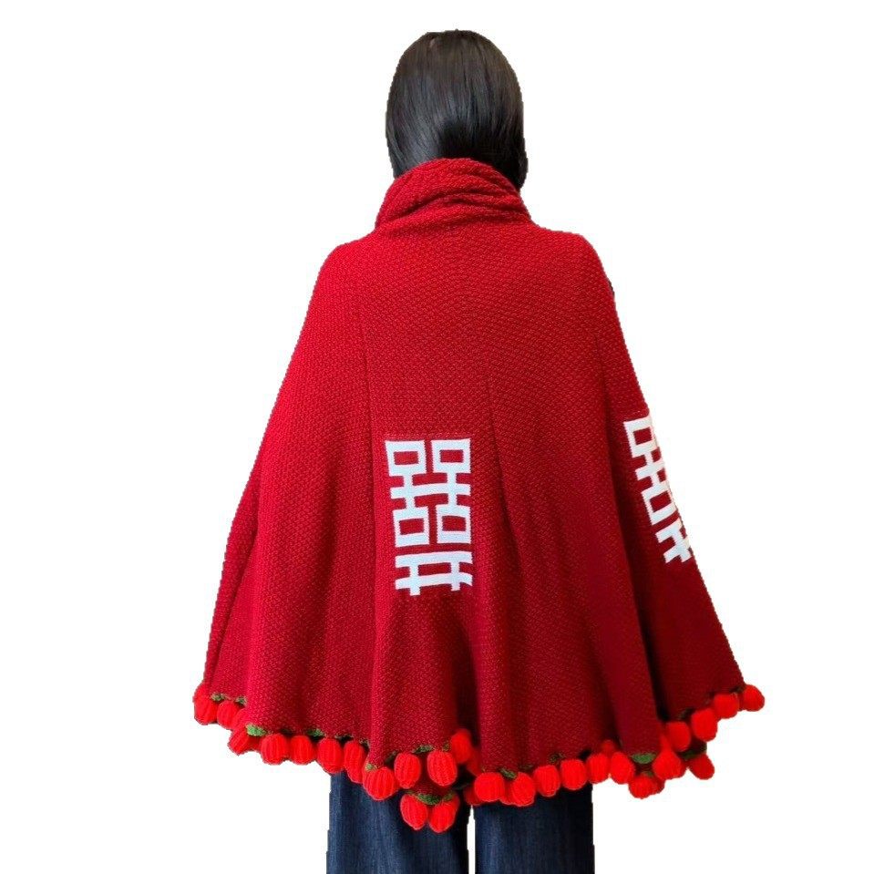 Finished Product: Double Happiness Rose Bouquet Blanket for Engagement and Wedding, Bride Gift, New Chinese Style Double Happiness Blanket Shawl Cover Blanket