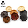 Wooden Buttons, Round Thin-Edged Four-Eye Clothing Accessories, Buttons, Decorative Accessories, Coats, Windbreakers, Jackets, Wooden Buttons