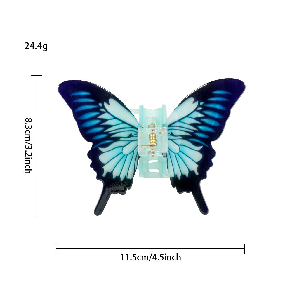 跨境超好看仿镇蝴蝶抓夹女高级感半扎发醋酸发夹后脑勺鲨鱼夹头饰