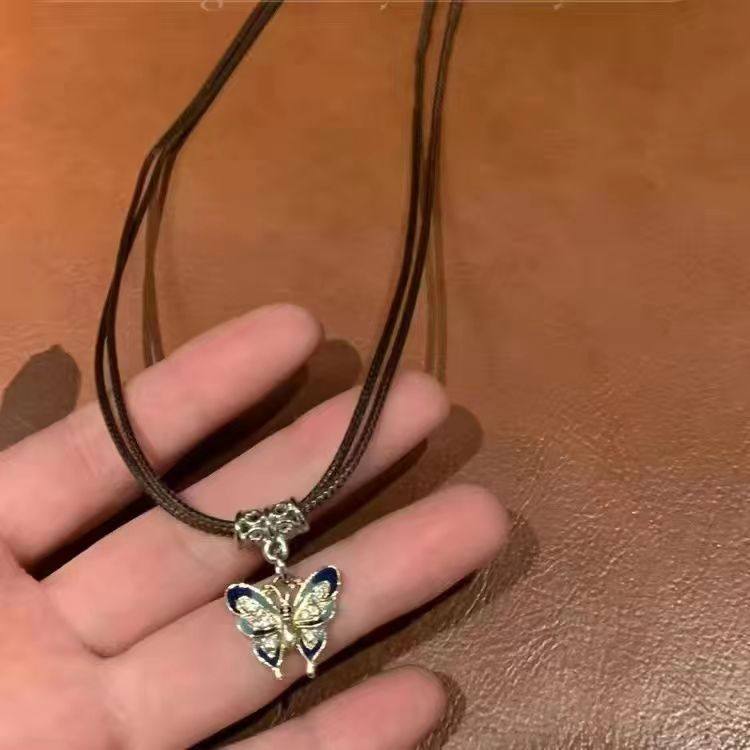 New Y2K Retro New Chinoiserie Butterfly Alloy Necklace Women Ins Niche Clavicle Chain Accessible Luxury Jewelry Accessories Wholesale