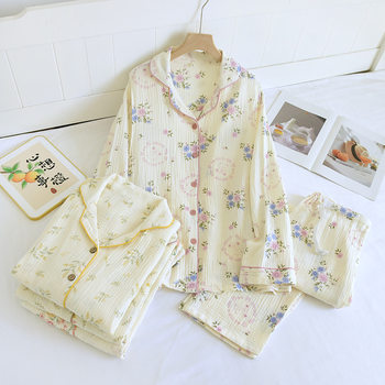 A variety of cotton double-layer crepe monthly clothing spring and autumn postpartum pajamas for pregnant women pregnant women pregnant women's pajamas