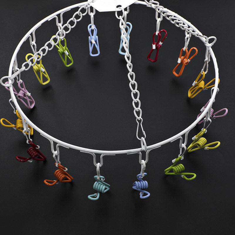 Colorful Clothes Drying Rack with Multiple Clips for Dormitory Use, Multifunctional Sock Drying Rack and Clothes Hanger