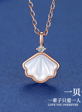 足银镶锆石套链小众百搭设计级感轻奢礼物一贝子钻石项链