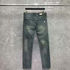 Dongguan brand factory direct sales TB jeans autumn and winter men's retro all-match pocket puppy embroidered trousers