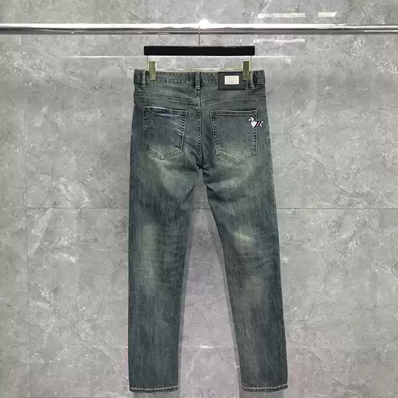 Dongguan brand factory direct sales TB jeans autumn and winter men's retro all-match pocket puppy embroidered trousers