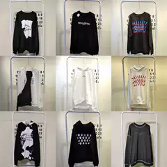 Men's and women's loose mm6 inverted logo embroidered cotton couple round neck hoodie