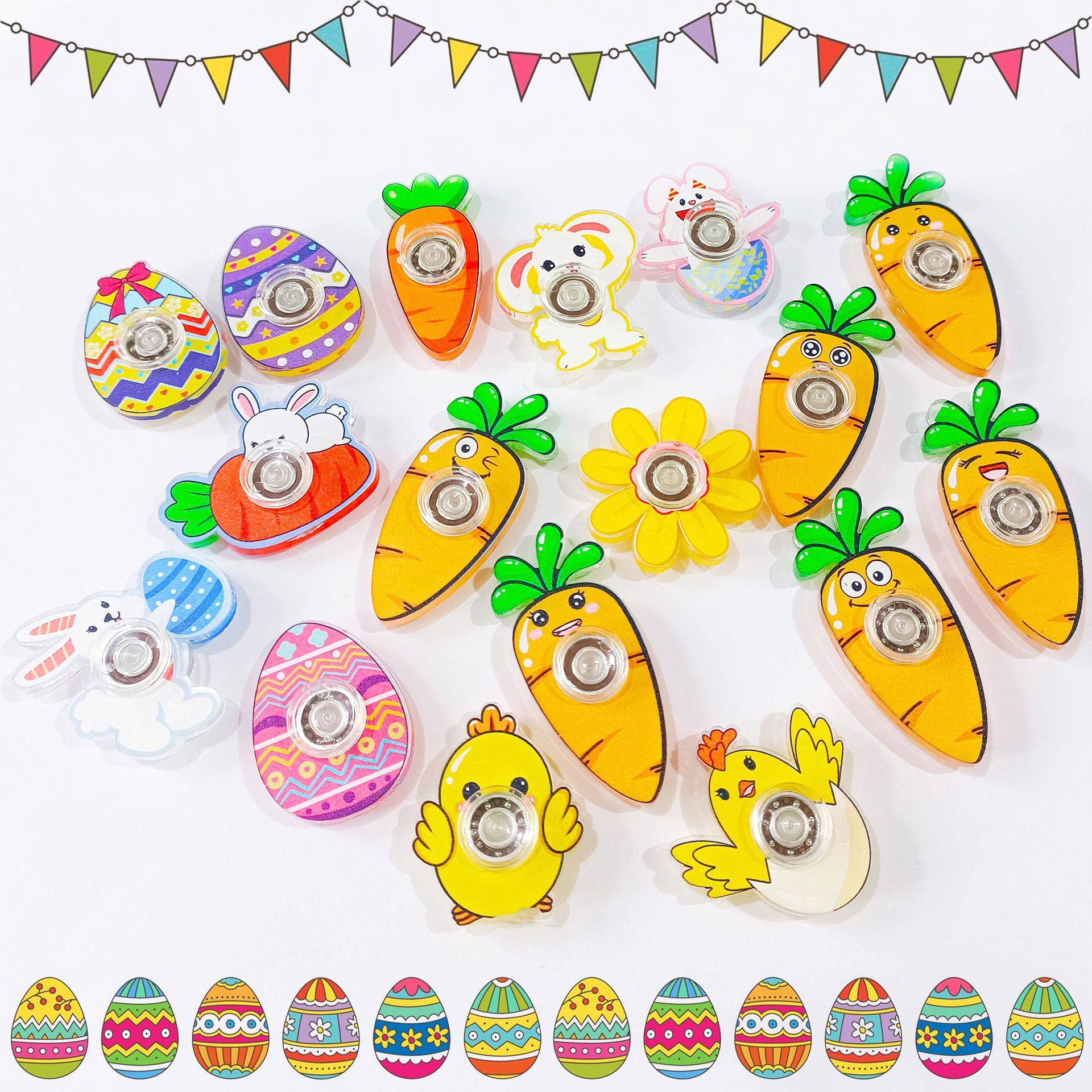 Creative acrylic Easter series fingertip gyro cartoon rabbit radish finger gyro cross-border gyro wholesale